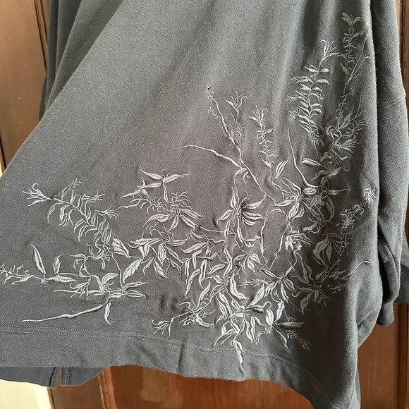 POETRY | Cotton Linen Blend Boxy Embroidered Sweatshirt | Size L - Picture 5 of 6